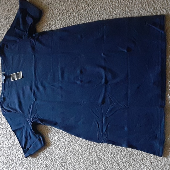 KAREN SCOTT Cotton Cuffed-Sleeve Dress, Navy - XL - Picture 3 of 3